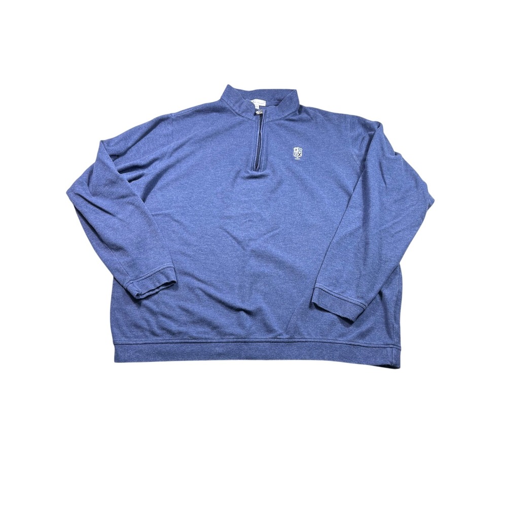 Peter Millar Crown Sport Blue Quarter Zip Pullover Sweater XXL Golf Casual